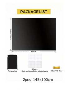 1pc Portable Thermal Insulated Blackout Curtain - UV & Light Blocking, Energy Saving, No Drill Required, Classic Style For Home, Office & Travel 3 Size