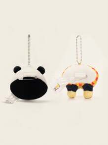 Hasbro Juego de 2 Llaveros de peluche de Kung Fu Panda Po estilo Kawaii (Cabeza + Cola) - Juguetes de peluche miniatura de 3.93 pulgadas | Regalo para cumpleaños | Accesorios lindos