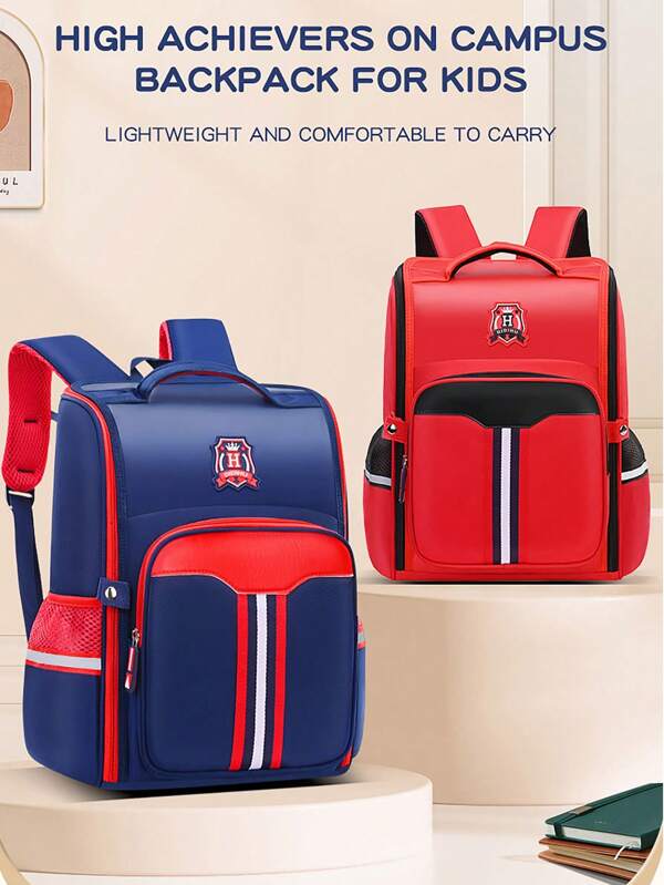 New School Backpack For Elementary/Middle School Students (Ages 6-12/Grades 1-6), Casual British Style Waterproof Lightweight Backpacks For Boys And Girls