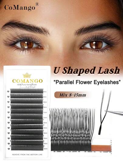 CoMango 12 Cặp mi giả hình chữ U mới, cỡ C/D, độ dày 0.07MM, kiểu U YY, mi nở, tự nhiên và mềm mại, cụm mi giả đã được tạo sẵn để tự gắn, mi giả riêng lẻ, mi giả, mi thật.
