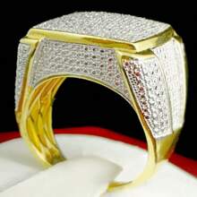 1 pieza Anillo de compromiso chapado en oro de 14K con circonita sintética brillante para mujeres, ideal para bodas y eventos formales, mejor regalo para seres queridos