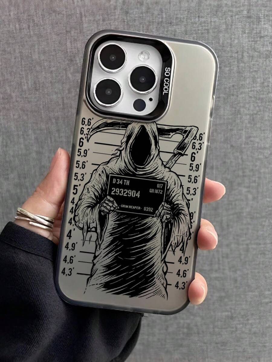 1 pièce Étui de protection pour téléphone anti-chute mat avec graphique de Faucheuse religieux, compatible avec iPhone 11, 12, 13, 14, 15, 16 Pro Max X, XS, XR, 16E, 15 Plus, compatible avec Galaxy A03, A05, A05S, A12, A14, A15, A32 4G/5G, A35, A52/A52S 5G, compatible avec OPPO A16, A17, A36, A57 4G, A58 4G, A60, A78 4G, A94, A95 - Gris - Voir 1