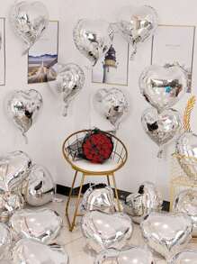 18-Inch Silver Love Aluminum Film Balloon, Suitable For Confession Decoration, Date Decoration, Wedding Decoration, Festival Decoration, Etc.