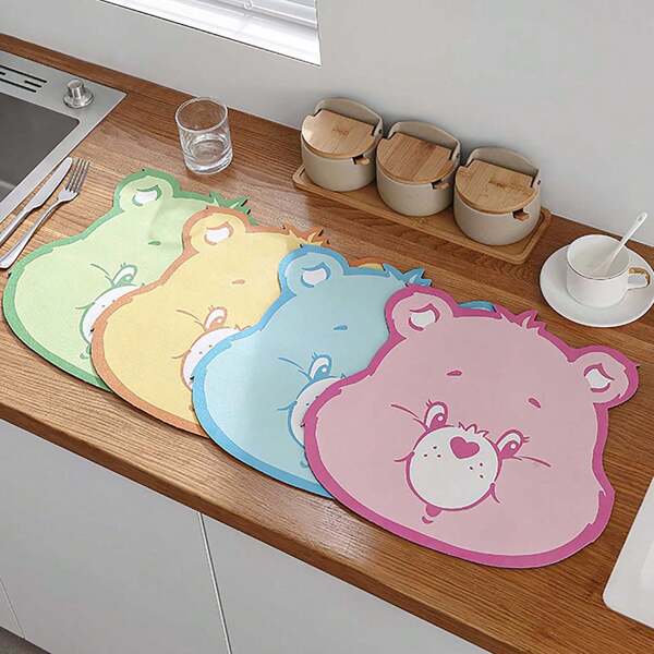 CARE BEARS 爱心熊可爱动物桌垫，吸水防污硅胶厨房浴室桌垫，熊图案，送给家人的完美礼物