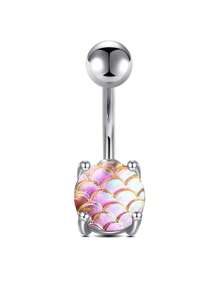 1 Peça Argola para Umbigo Descaída Rosa, Y2K, Joia de Piercing de Umbigo Fofa com Asa, Coração, Borboleta e CZ, 14G, para Mulheres