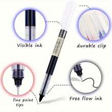 Generic 8Pcs Rolling Ball Pens, Quick-Drying Ink 0.5 Mm Extra Fine Point Pens, Liquid Ink Pens, Rollerball Pens, 3 Colors Ballpoint Pens Set For Home Study Office(Black*4, Red*2, Blue*2)