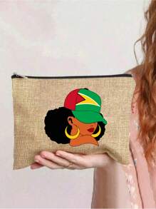 Lightweight Handbag And Matching Makeup Bag - Made Of Waterproof And Easy To Clean Fabric, With A Hat And The "" Letter Pattern For Women, Suitable For Shopping, Travel, Beaches, Teacher Thank-You Gifts, And Women's Linen Large Capacity Handbags. Innovative Design And Large Capacity Make It An Ideal Shopping Bag.