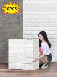 Carta da parati con mattoncini a forma di schiuma, adesivi murali autoadesivi 3D a prova di acqua e anti-E per pulire, applicare e applicare, può essere tagliata, adatta per decorare i soggiorni, dormitori e camere da letto - Multicolore - Visualizzare 2