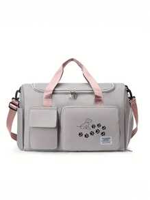 Bolsa de viaje con huellas de patitas de cachorro, bolsa de deporte y mochila multifunción, bolsa de viaje de nailon de gran capacidad y casual, ligera, adecuada para gimnasio, deportes, pernoctación