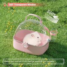 Hkr2445 Small Animal Carrier Cage With Water Bottle Portable Hamster Travel Carrier Carry Case 7.24 L6.69 W 6.42 H For Small Pets Gerbils Mice Dwarf Hamster Pink - Pink - View 6