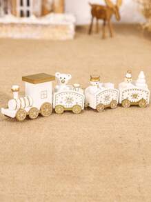 1 pieza Decoración de tren de madera de 4 secciones para Navidad, regalo para fiesta navideña, lindo adorno de madera para ventana, jardín, mesa, decoración navideña para el hogar, habitación y mesa, colgante decorativo para Navidad, Feliz Navidad