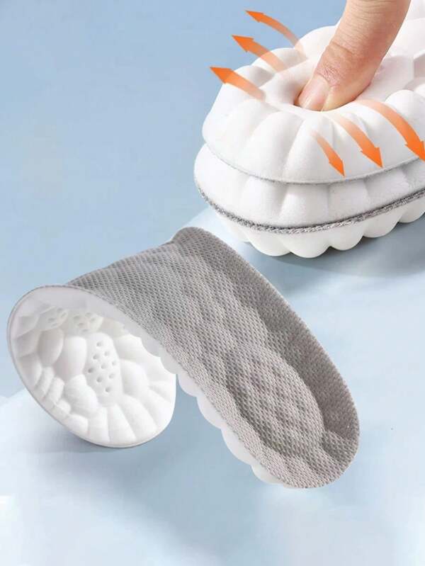 1 Pair 4D Unisex Sports Insoles, Soft & Breathable Shock Absorbing Cushion Insoles, Suitable For Casual & Sports Shoes