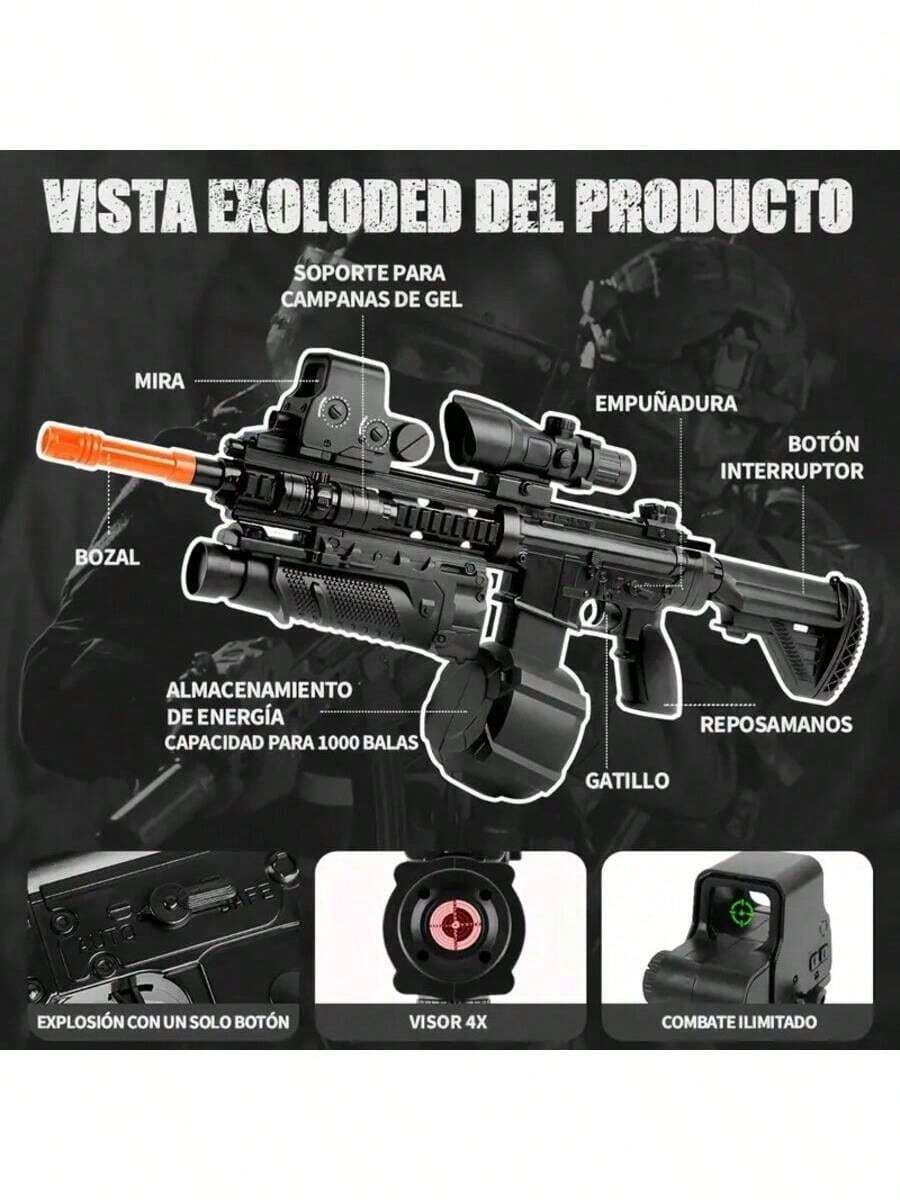 Large Gel Splatter Blaster For With Glasses Suitable For Backyard Fun And Outdoor Team Shooting Games, HK416 Full Configuration.M4A1 Full Configuration. - màu đen - Xem 1