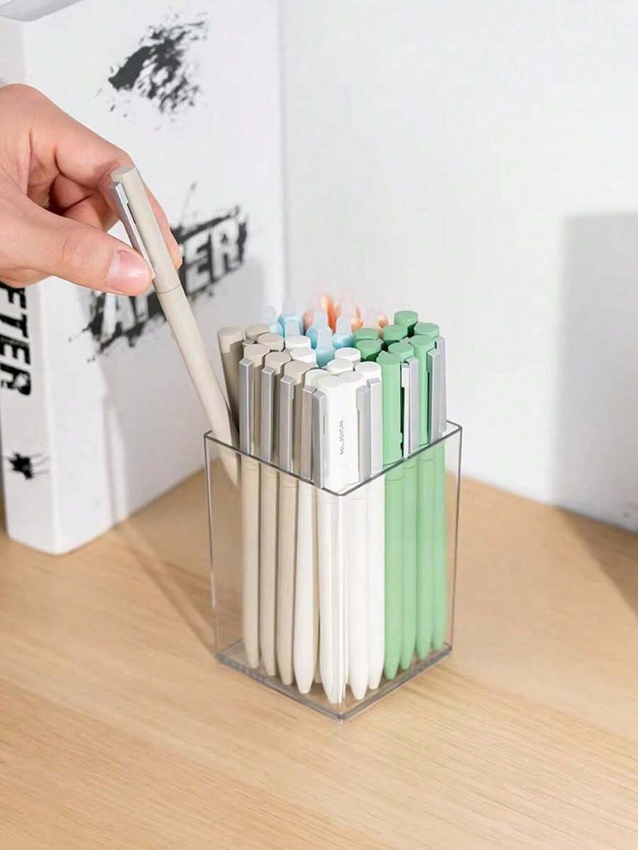 (1 件) 极简主义品质透明亚克力 DIY 多功能笔筒、化妆品收纳盒、文具收纳盒、化妆刷架，适用于办公室和书房、返校、学校用品、铅笔盒、铅笔袋、书包