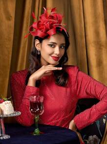 1Pc Fascinator Hats For Women - Tea Party Hats Fascinators Kentucky Headband Derby Hat Wedding Feathers Ribbon Headwear, Tiny Hats, Mini Fascinator, Mini Top Hat , Mini Cap, Head Piece, Rave Accessories, Gifts