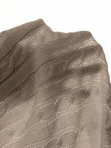 自由式白色、黑色、棕色、卡其色、粉色夏季新款女士加大码刺绣针织短袖T恤，商务休闲优雅假日运动风 - 卡其色 - 查看 9