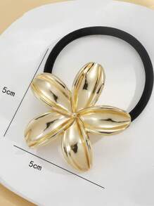 1 pezzo Fermaglio per capelli elegante e minimalista con design floreale geometrico, 5 petali in metallo e perla, adatto per code di cavallo e basette, perfetto come regalo di gioielleria per tutte le stagioni, elastico per capelli, accessori per capelli dorati, accessori per capelli, fermacode, elastici per capelli