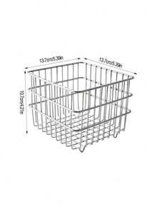 1pc Iron Square Desktop Storage Organizer Basket, Available In Multiple Sizes, For Kitchen Fruit & Vegetable, Makeup Cosmetics, Coffee Capsules, Office Supplies, Back To School Student Gift - Multicolor - View 12