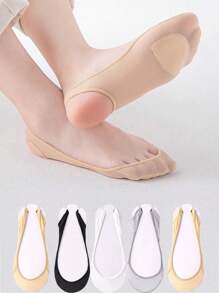 1/5 Pairs Invisible Boat Socks Women Summer Silicone Non-Slip Socks For High Heels Shoes Ice Silk Thin Half-Palm Suspender Sock