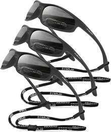 Gafas de sol deportivas polarizadas para hombre ciclismo de pesca - B01 Negro+negro+negro (Paquete de 3) - Ver 1
