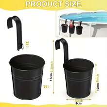 2/4pcs Pool Side Cup Holder, Pool Edge Storage Rack, Pool Beer Cup Holder, Iron Cup Holder, Swimming Pool Drink Holder, Storage Container Basket