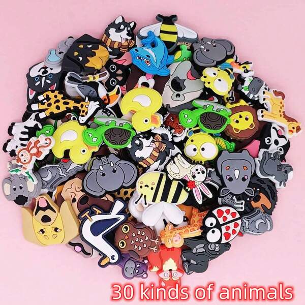 Fun & Creative! 20/30/50PCS Cartoon Animal Shoe Decorations Cartoon Animal Decor Set For Creative Fun