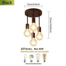 Nordic Modern Satellite Design Semi-Flush Mount Pendant Light Fixture, For Home Ambiance Lighting, Bulbs Not Included - Black - View 11