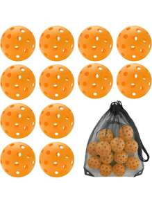 12pcs Pickleball Net Bag Packed USAPA Approved Outdoor Pickleball 40-Hole 74mm High Elastic Molded Pickleballs