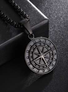 1PC Stainless Steel Compass Medal Pendant Necklace Men And Women Street Party Cool Jewelry Gifts
