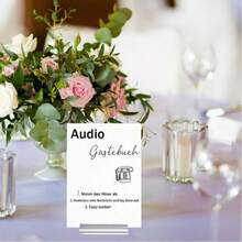 1 件音频留言簿电话标志 - “拿起电话留言”新婚夫妇亚克力婚礼标志（透明玻璃外观）--- 音频留言簿拿起电话为新婚夫妇留言透明玻璃外观亚克力婚礼标志，留言簿