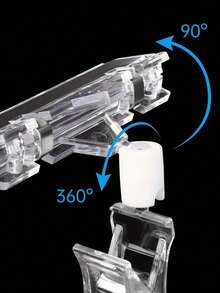 10 个装透明塑料标牌夹，可旋转零售展示挂钩，可调节价格标签夹，弹出广告夹商店超市货架爆炸贴价格标签双头机械拇指价格广告夹适用于服装架、超市、水果店、工业和科学零售标牌设备 - 白色 - 查看 3