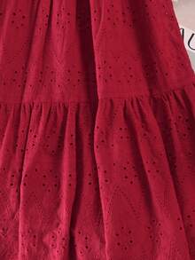 Japanese And South Korean Women School Clothes Skirt With White Hollow Jacquard Cake Skirt Half Skirt Female Four Seasons A-Word Long Skirt Y2k Clothes Women Fairy Super Sensen Tied Half Skirt Umbrella Skirt - Red - View 7