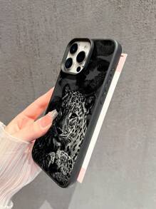 1 pieza Nuevo estuche protector de teléfono a prueba de golpes de TPU mate con estampado de labios negros y leopardo, compatible con Apple/ iPhone Compatible con iPhone 16 ProMax/15Pro/14Plus/13/12ProMax/11/S24 Ultra/S23 FE/S22/S21/S10/A54/A35/A14/A05S