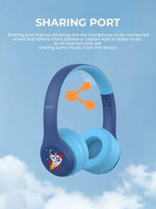havit Słuchawki dla dzieci z portem udostępniania, bezprzewodowe słuchawki dla dzieci, poziom głośności chroniący słuch 85 dB, przyjazne dla skóry słuchawki nauszne z wbudowanym mikrofonem do iPada/tabletu/samolotu, niebieskie, czas odtwarzania 18 godzin