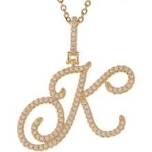 Gold Plated Initial Necklaces For Women Letter Pendant Necklaces Cubic Zirconia Stainless Steel Chain Iced Out Letter Necklace Birthday Gifts