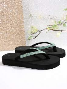 Dép xỏ ngón đế xuồng phong cách Bohemian mới dành cho nữ - màu xanh lá - Xem 3
