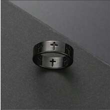 Conjunto de 3 peças de pingente de cruz de metal em aço inoxidável masculino, colar, pulseira, anel, conjunto de joias, acessórios de uso diário para hip hop masculino