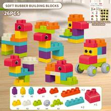 Soft Rubber Building Blocks For Toddlers 3+, Large Choking-Proof Blocks | Squeeze & Stack Educational Toys | 18/26/32PCS Baby Gift,For Back-To-School Season, Halloween, Christmas - Large Particle Soft Plastic Building Blocks - View 14