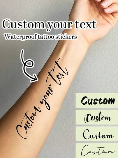 Custom Text Temporary Tattoos, Personalized Fake Tattoos, Customized Tattoo Saying Phrases,Customizable Letter Tattoo Stickers,Quote Tattoos,Suitable For Anniversaries,Weddings Celebration,Valentine's Day,Graduation Ceremonies,Birthday Party,Water Resistant,Ideal Gifts For Him/Her,Friends,Kids,Couples,Besties,Men,Women,Family