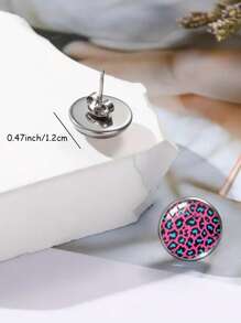 suteyi 1 Pair Of Fashionable Leopard Print Round Earrings For Women, Birthday Gift