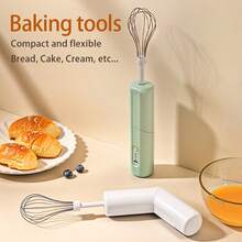 Batidora eléctrica inalámbrica/Batidor de acero inoxidable 304/Recargable por USB/Batería de litio de 800mAh/Herramienta de mezcla para tartas, cremas, galletas y cocina - Multicolor - Ver 5
