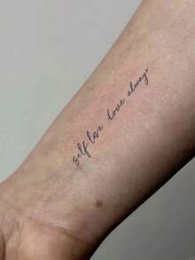 1Pc Fake Tattoo Temporary Tattoos Semi Permanent Tattoo Y2K Letter Waterproof Sweatproof Last For 1-2 Weeks Realistic Herbal Juice Anti-Friction Non-Reflective Black For Woman And Men Tattoo Stickers For Arm, Chest, Leg, Abdomen, Waist, Finger, Neck, Spine, Modernist Body Art