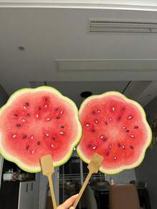 Ventilador de frutas, ventilador de melancia, ventilador criativo pintado à mão para sessões de fotos, ventilador criativo de melancia para sessões de fotos em estilo antigo, ventilador portátil, ventilador legal e doce, ventilador de verão fofo com manivela - Multicolorido - Ver 9