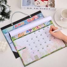 12 Sheets 2025 Colorful Monthly Wall Calendar Transparent Waterproof Cover Rainbow Weekly Planner Daily Study Check-In Message Hanging Calendar Festival Celebration For Organizing At Home School Office