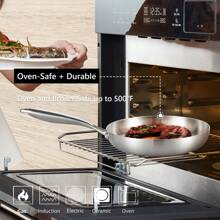 High Quality Three-Layer Stainless Steel Frying Pans, Deep Frying Pans, Uncoated Non Stick Frying Pans, Household Frying Pans, Electromagnetic Cooking Pans, Dishwashers, And Ovens Are Safe, Fast, And Evenly Heated, With Heavy-Duty Detachable Handles
