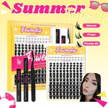 Fowendia California Sunset Wanna Be Manga Lashes Cluster C D Curl Lash Extension Kit And Lash Clusters 8-18mm With Seal And Remover - Ultra-Thin Transparent Bands, Lash Magic Anime False Lash Extension Kit,Effortlessbeautycozyvibes - Freya Single Pack - View 2