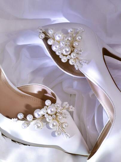 1pc European & American Style Handmade Pearl Decorative Shoe Clips, DIY Removable High Heels And Sandals Accessories, HX70