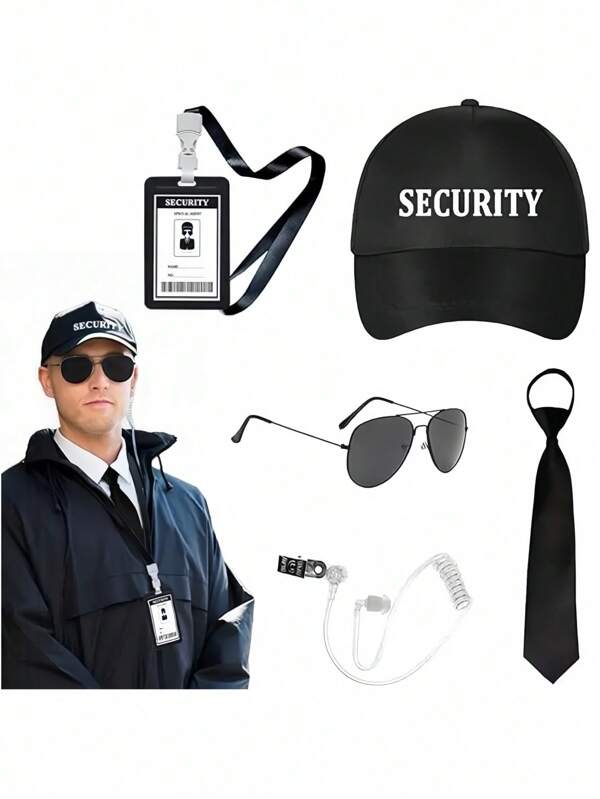 1 conjunto de adereços de dramatização policial para festa de fim de ano, inclui walkie talkie, boné, algemas, cassetete, distintivo e óculos