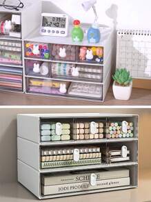 Organizador de escritorio multifuncional con cajones, caja de almacenamiento para productos de cuidado de la piel, papelería, joyería, cosméticos, para oficina, dormitorio, herramientas de maquillaje, accesorios para el cabello, portabarras de labios y perfumes, organizador de maquillaje