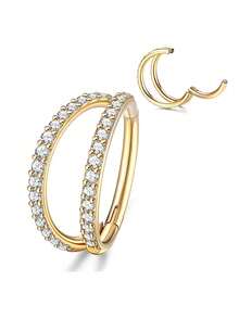 Double Nostril Septum Clicker Ring, Open Stacked Daith Spiral Cartilage Earrings, Conch Piercing Jewellery